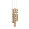 AR09 Lampadario Tessile Beige Esagonale a 3 Luci
