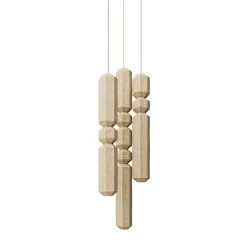 AR09 Lampadario Tessile Beige Esagonale a 3 Luci