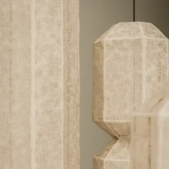 AR09 Lampadario Tessile Beige Esagonale a 3 Luci