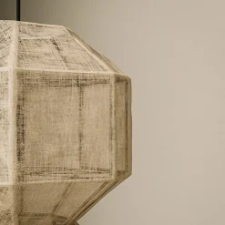 AR09 Lampadario Tessile Beige Esagonale a 3 Luci