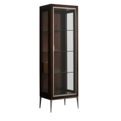 Armadio vetrina in legno di ciliegio con anta singola e luce LED