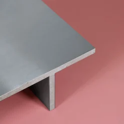 Arris Aluminum And Travertino Marble Coffee Table