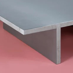 Arris Aluminum And Travertino Marble Coffee Table