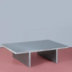 Arris Aluminum And Travertino Marble Coffee Table
