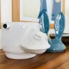 Asino Contenitore grande blu e bianco con coperchio
