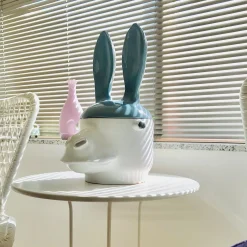 Asino Contenitore grande blu e bianco con coperchio