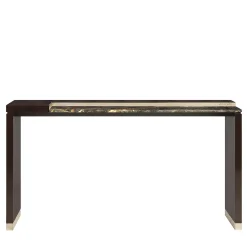 Barbican Consolle con Base in Legno Marrone e Piano in Marmo