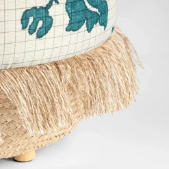 Base per cesto Candalù e pouf in tessuto Rubelli