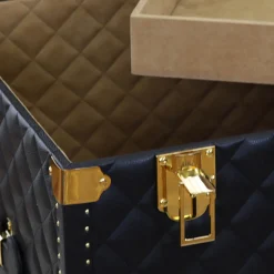 Bauletto Regale in pelle trapuntata blu e oro