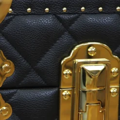 Bauletto Regale in pelle trapuntata blu e oro