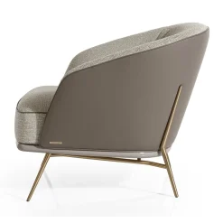 Bluemine Poltrona in Tessuto Beige e Pelle