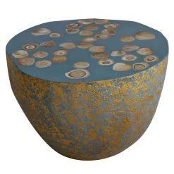 BonBon Tavolino irregolare dorato e blu polvere