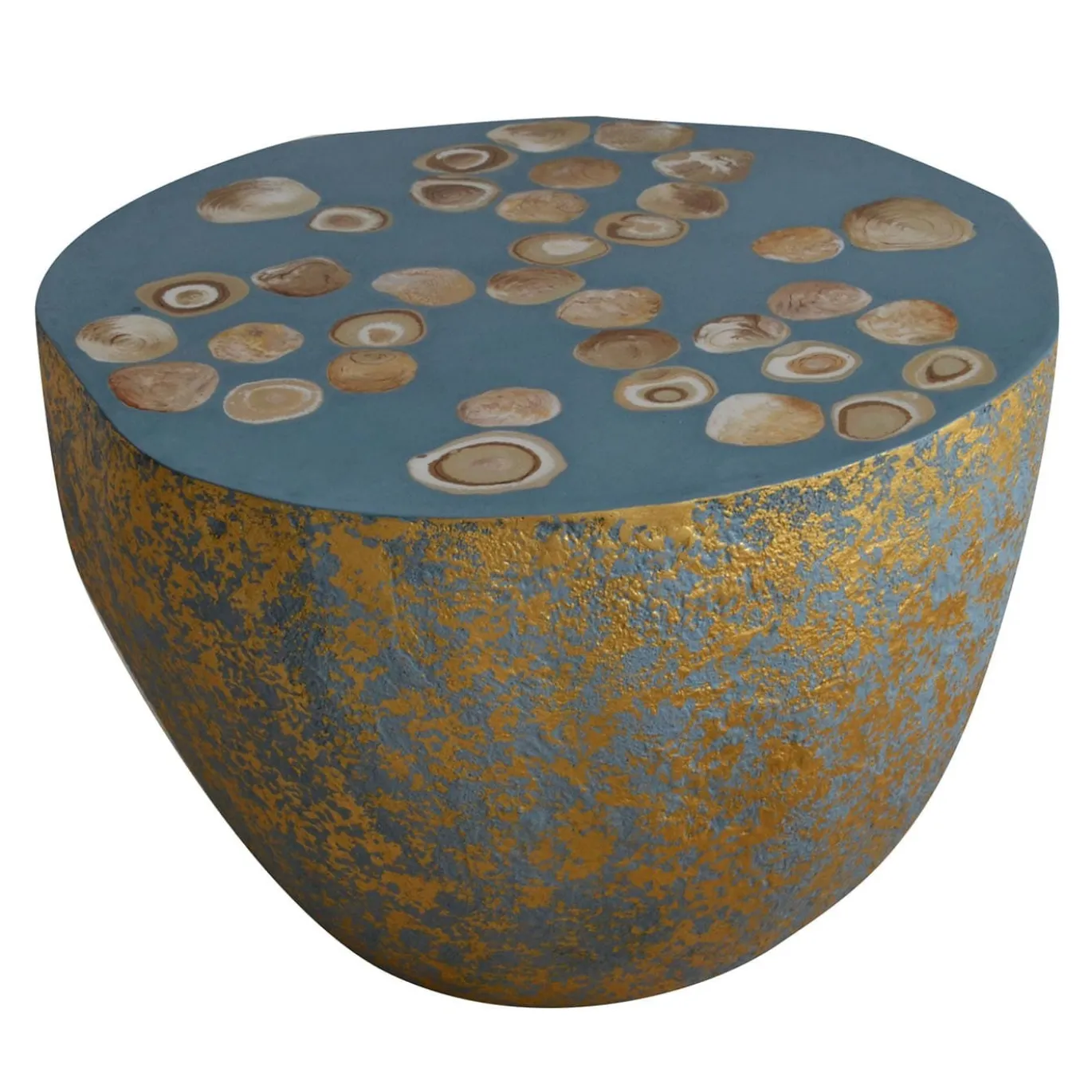 BonBon Tavolino irregolare dorato e blu polvere