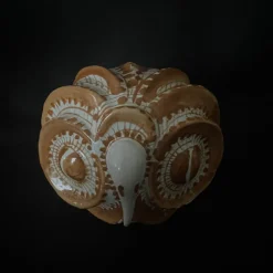 Bottiglia Civetta in ceramica bianca e arancione