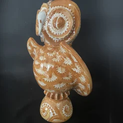 Bottiglia Civetta in ceramica bianca e arancione