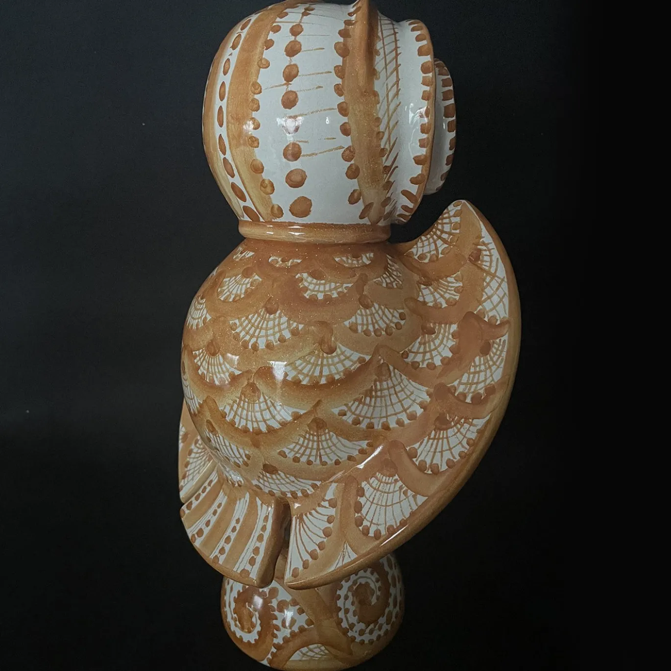 Bottiglia Civetta in ceramica bianca e arancione