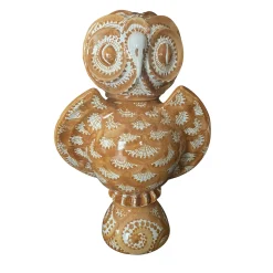 Bottiglia Civetta in ceramica bianca e arancione