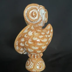 Bottiglia Civetta in ceramica bianca e arancione