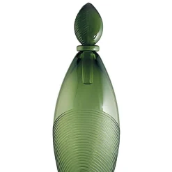 Bottiglia decorativa alta in vetro di Murano verde