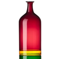 Bottiglia Decorativa Vaso Bolle Alto in Vetro Rosso/Verde di Tapio Wirkkala