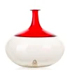 Bottiglia Decorativa Vaso Bolle Rotondo in Vetro Soffiato Rosso/Trasparente di Tapio Wirkkala