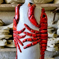 Bottiglia in Ceramica Policroma con Aragosta