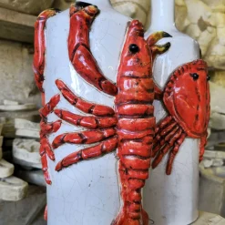 Bottiglia in Ceramica Policroma con Aragosta