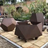 Braciere per esterni geometrico Fotià F.7 in acciaio corten