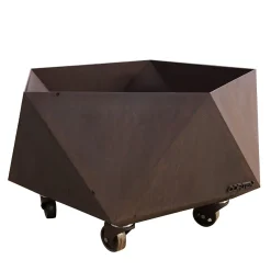 Braciere per esterni geometrico Fotià F.7 in acciaio corten
