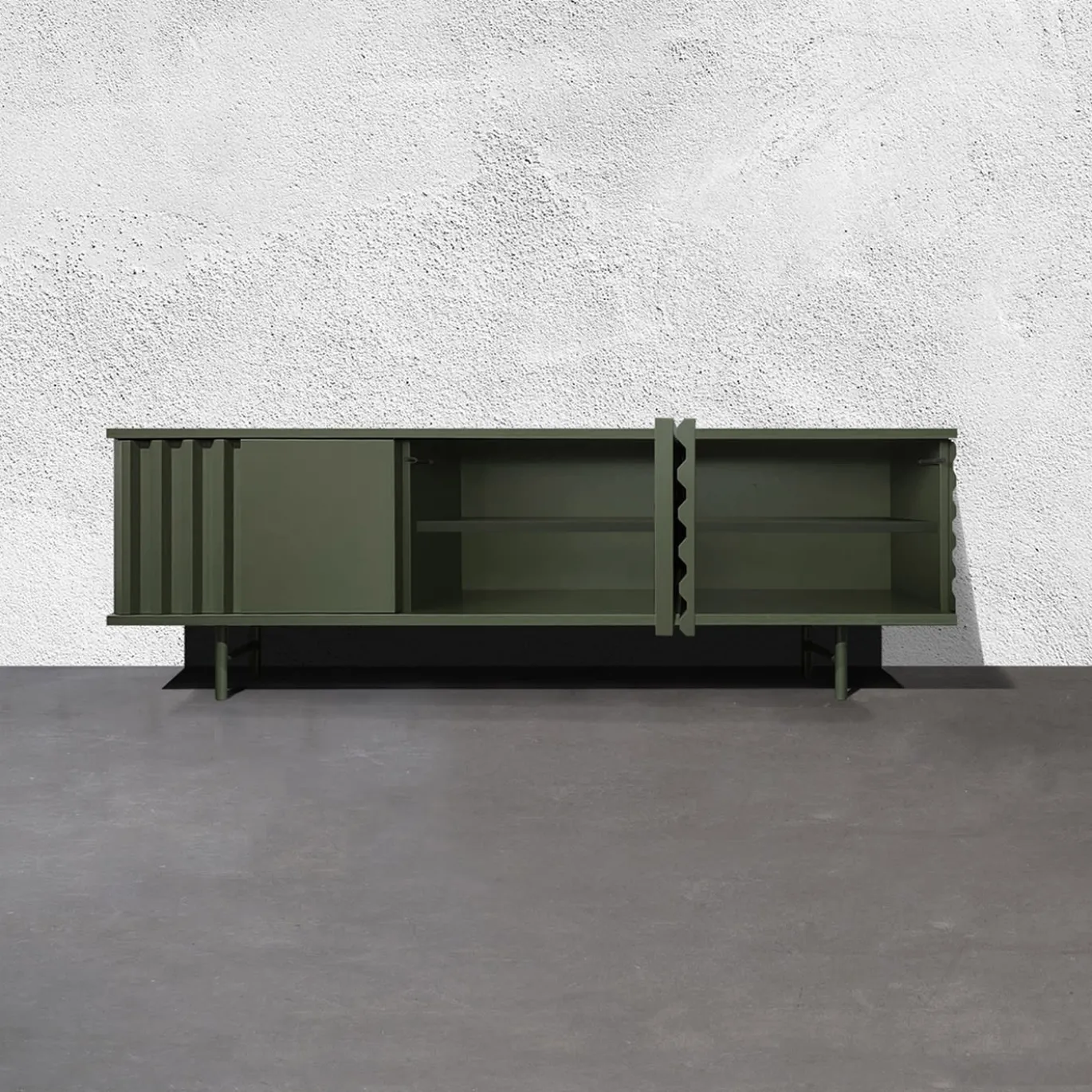B-Side Credenza a 3 ante in MDF verde rosmarino