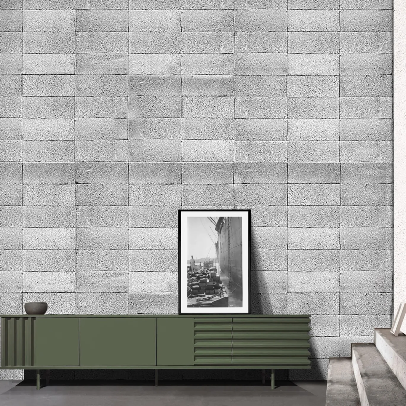 B-SIDE Credenza a 4 ante in MDF verde rosmarino