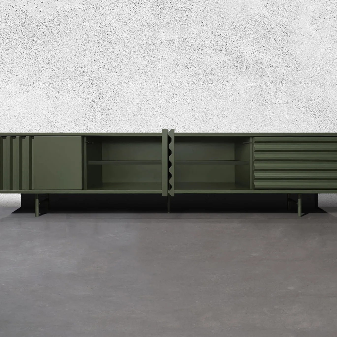 B-SIDE Credenza a 4 ante in MDF verde rosmarino