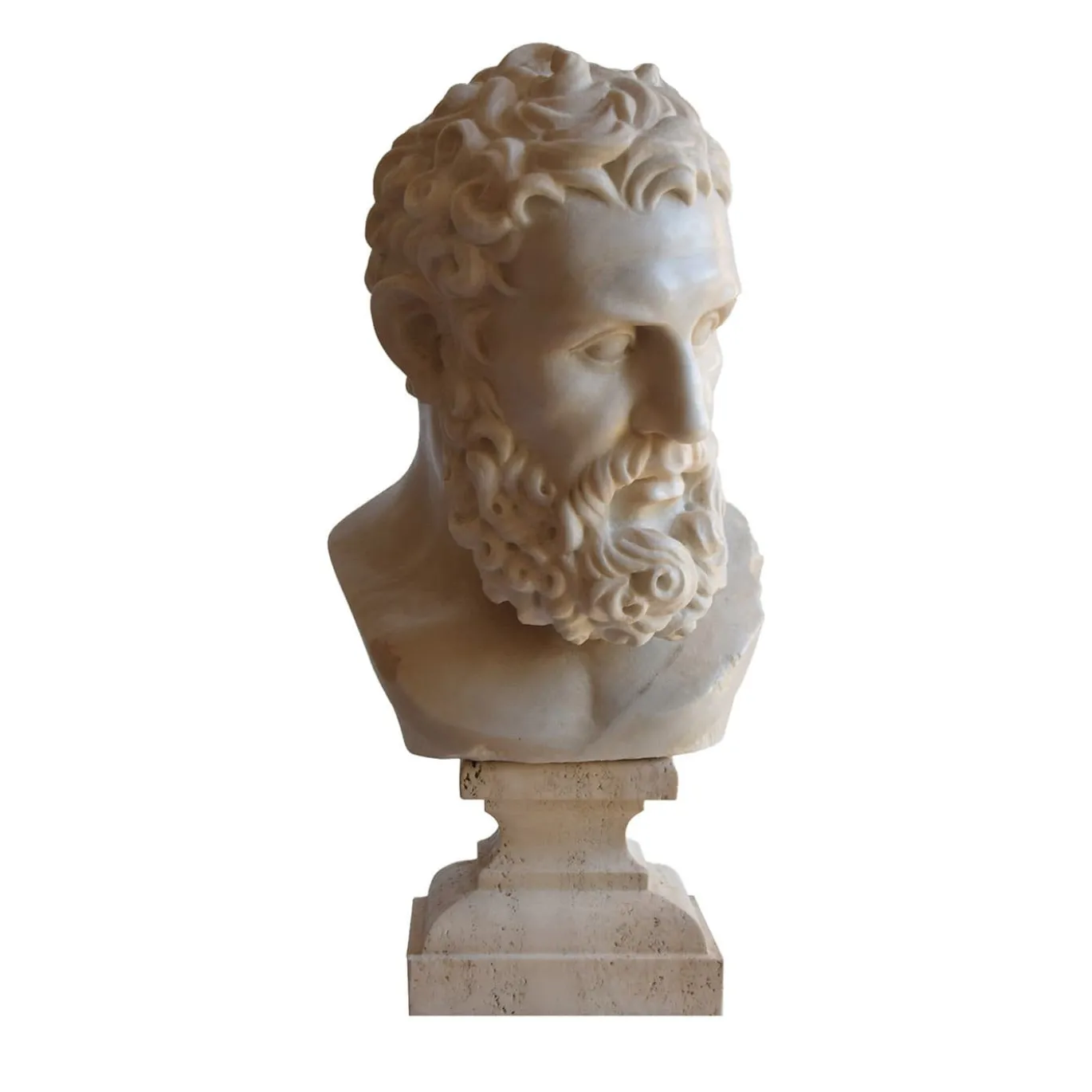 Busto Testa di Ercole in Marmo Bianco di Carrara