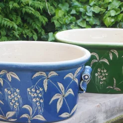 Cachepot ovale blu Devonshire