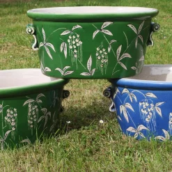 Cachepot ovale blu Devonshire
