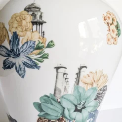 Cairo Vaso in porcellana anfora con fiori e architetture H32Cm