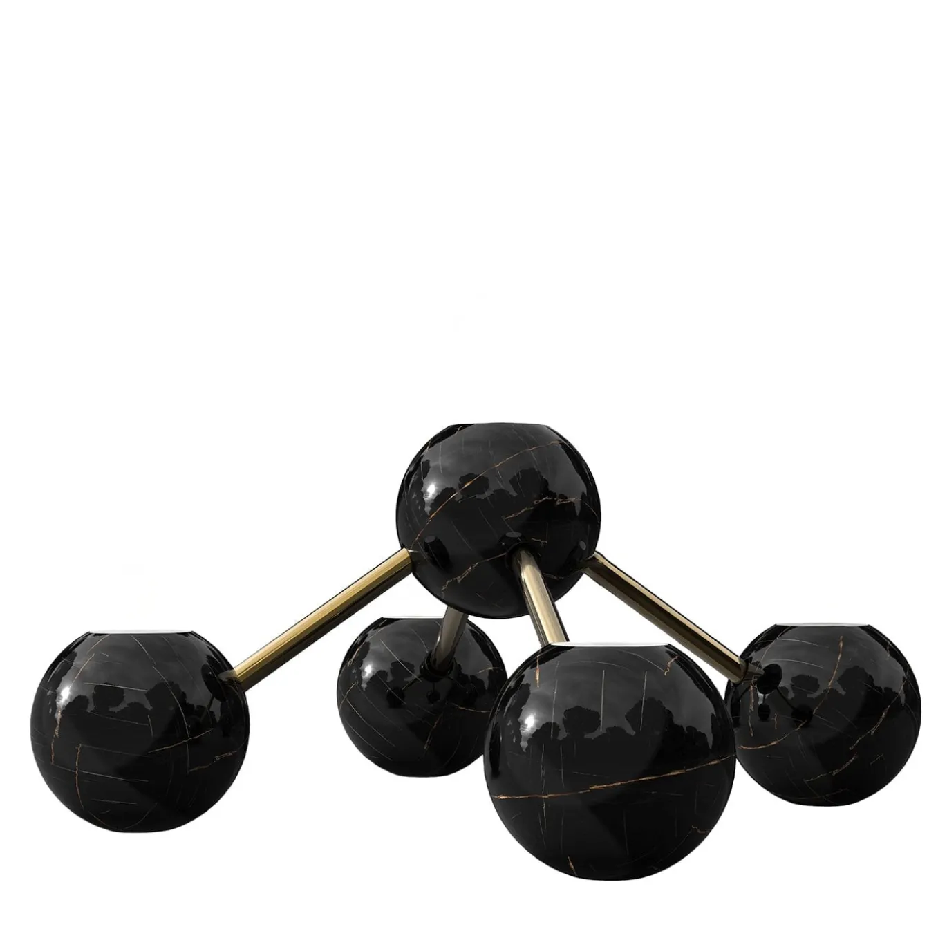 Candelabro a 5 sfere in marmo portoro nero Bramante di ADL Atelier Design Lab