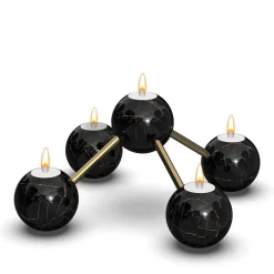Candelabro a 5 sfere in marmo portoro nero Bramante di ADL Atelier Design Lab