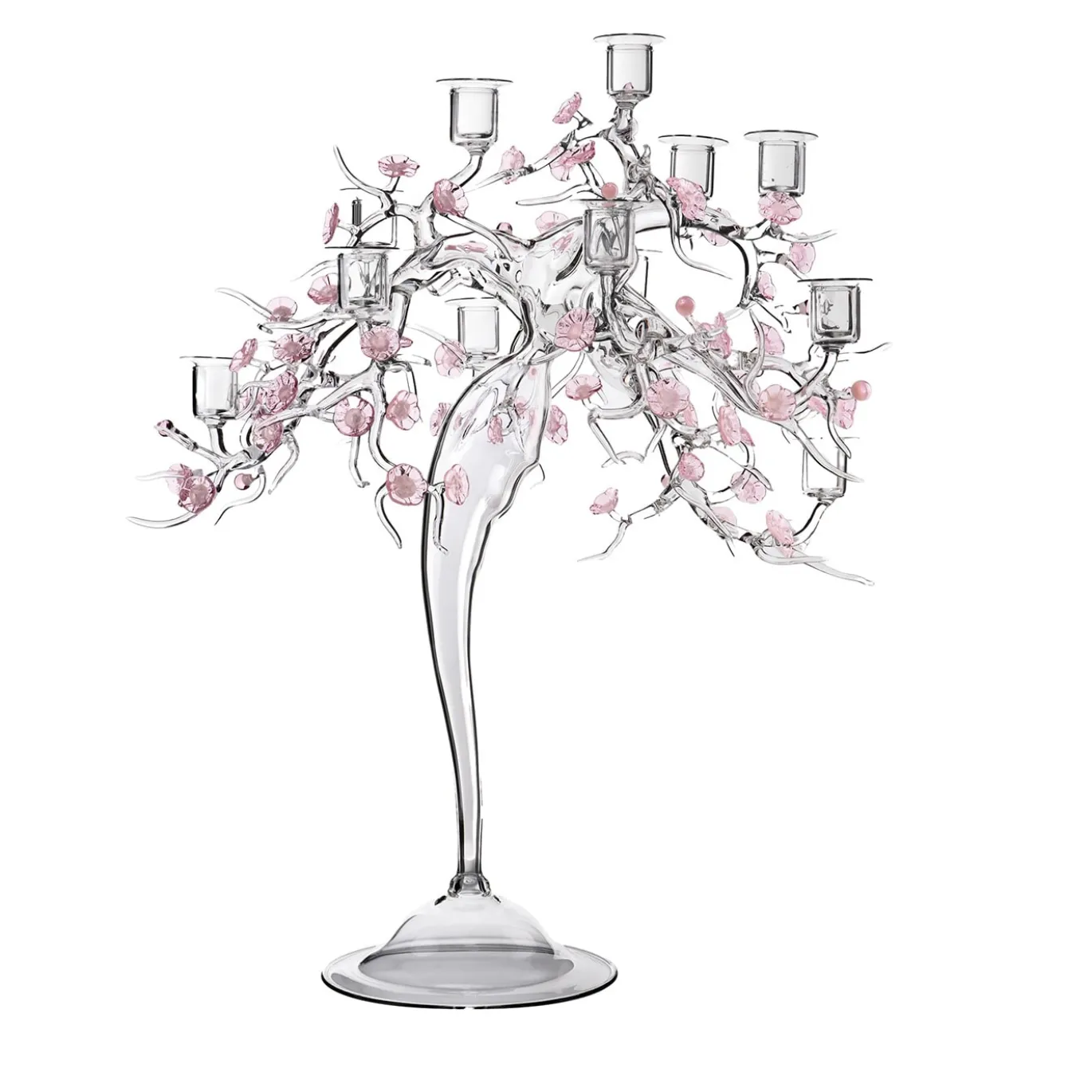 Candelabro Blossom in Vetro con Dettagli Floreali