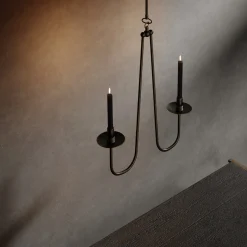 Candelabro da soffitto Penombra a doppio braccio in ottone scuro