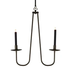 Candelabro da soffitto Penombra a doppio braccio in ottone scuro