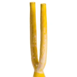 Candelabro Gamma in ceramica gialla