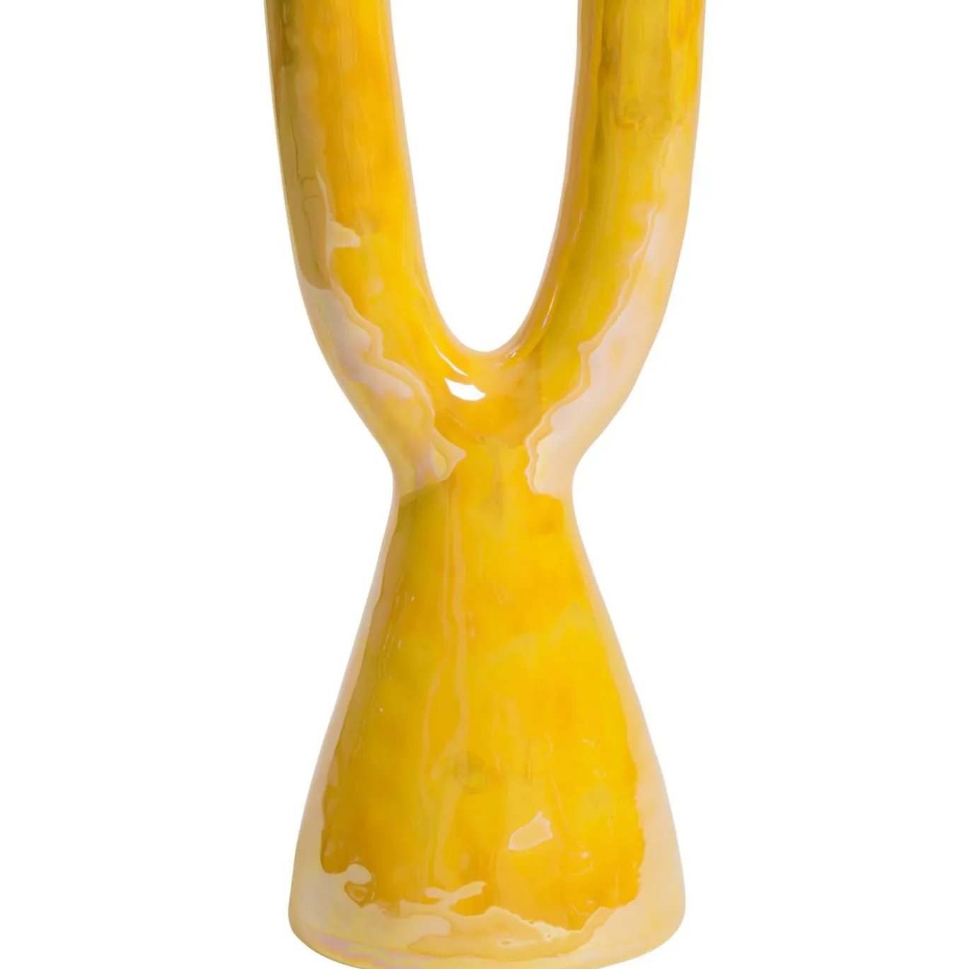 Candelabro Gamma in ceramica gialla