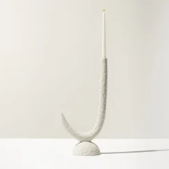 Candelabro Kappa in ceramica bianco opaco