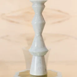 Candelabro Oreadi Dionisio in Marmo Bianco di Rotella