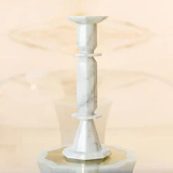 Candelabro Oreadi Nix in Marmo Bianco di Rotella