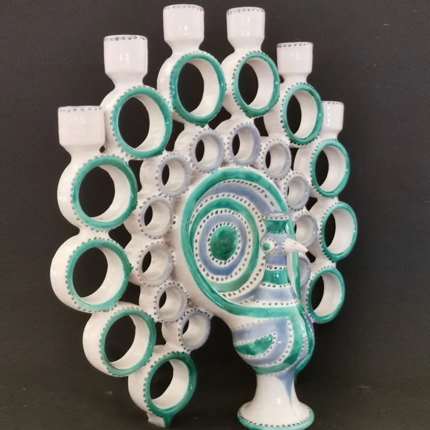 Candelabro Pavone Turchese e Azzurro