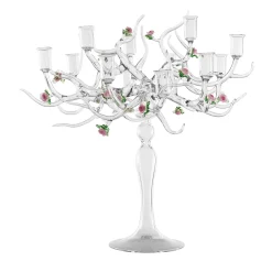 Candelabro Rose in Vetro con Dettagli Floreali