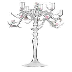 Candelabro Rose in Vetro con Finitura Trasparente