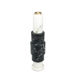 Candeliere alto in marmo bianco e nero di Jacopo Simonetti